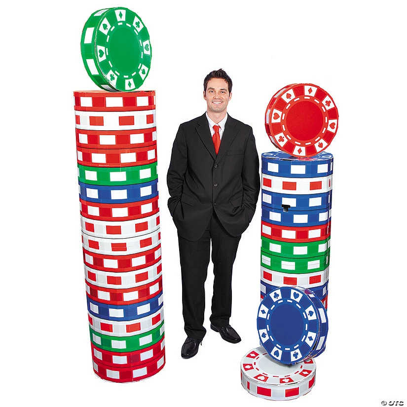 3D Poker Chip Columns Cardboard Stand-Ups - 6 Pc. 3 3D Poker Chip Columns Cardboard Stand-Ups - 6 Pc.