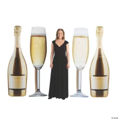 Champagne Glasses & Bottles Cardboard Stand-Ups - 4 Pc.