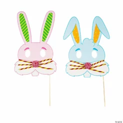 Easter Bunny Mask Photo Stick Prop Craft Kit - Makes 12