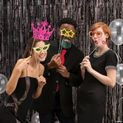 Large Metallic Fringe Backdrop Curtains -DIY Photo Booth Shop large black metallic fringe backdrop curtain13629035 a03