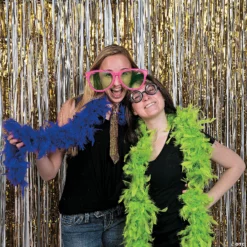 Large Metallic Fringe Backdrop Curtains -DIY Photo Booth Shop large gold metallic fringe backdrop curtain3 6195 a02