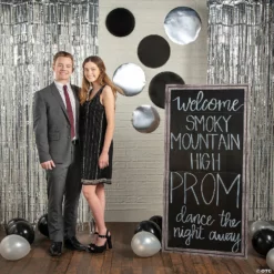 Large Metallic Fringe Backdrop Curtains -DIY Photo Booth Shop large silver metallic fringe backdrop curtain3 6194 a02