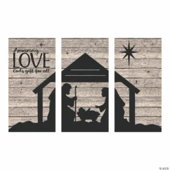 Nativity Silhouette Barnwood Backdrop - 3 Pc. -DIY Photo Booth Shop nativity silhouette barnwood backdrop 3 pc 13780712 a01