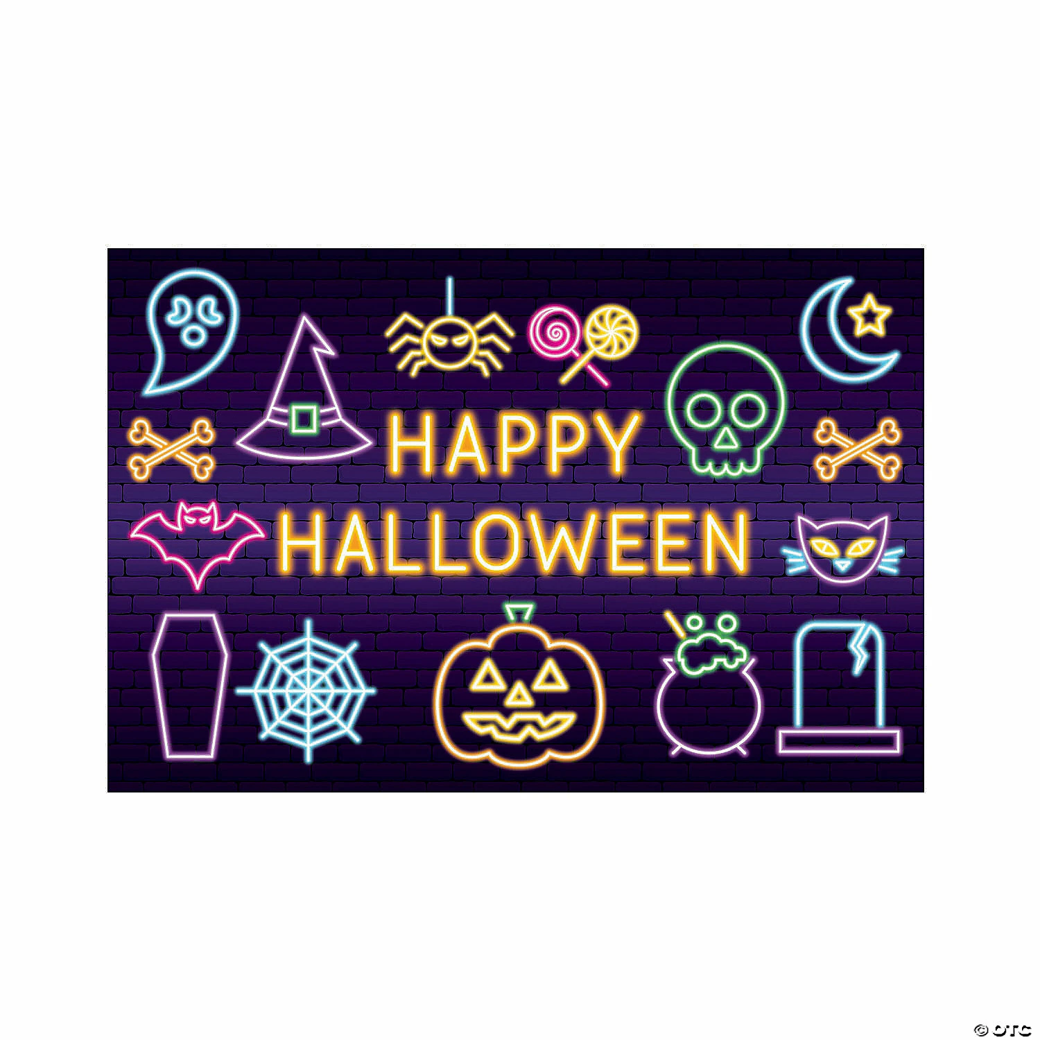 Neon Lights Backdrop Halloween Decoration - 3 Pc. 3 Neon Lights Backdrop Halloween Decoration - 3 Pc.