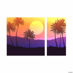 Palm Tree Sunset Backdrop Banner - 2 Pc. -DIY Photo Booth Shop palm tree sunset backdrop banner 2 pc 13978265 a01