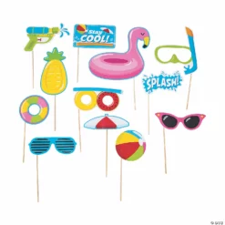 Pool Party Photo Booth Props- 12 Pc.