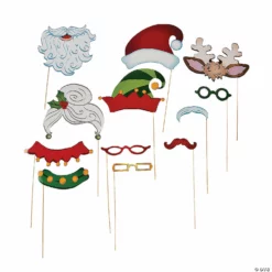 Santa & Elf Stick Costume Photo Stick Props- 12 Pc.