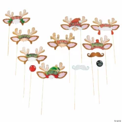Santa’s Reindeer Photo Stick Props - 12 Pc.