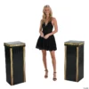 Small Modern Black Pillars with Gold Trim - 2 Pc.