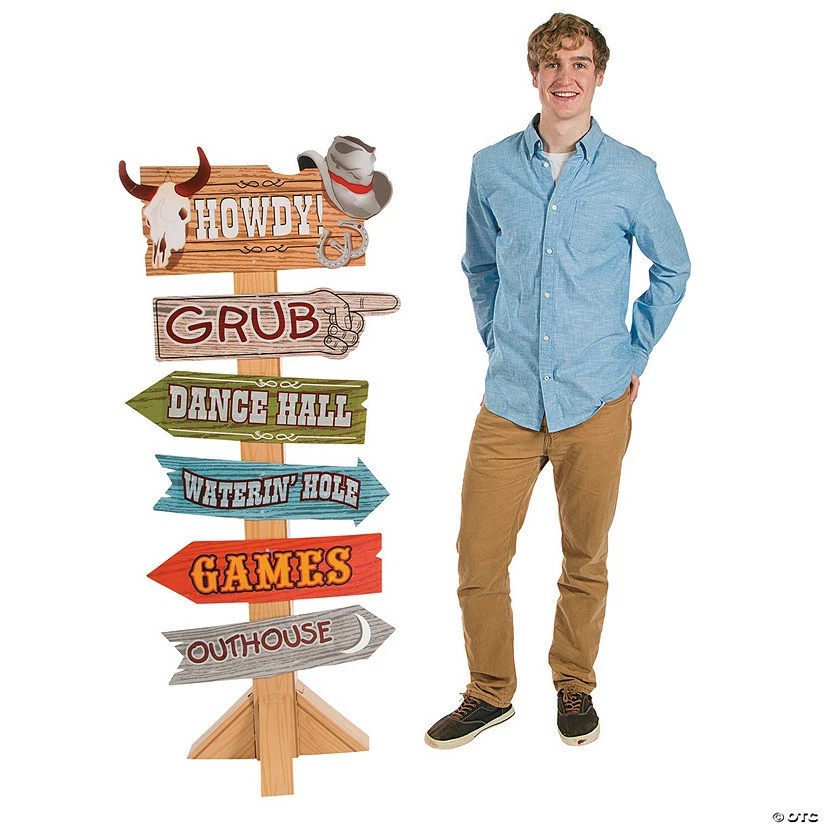 Western Party Directional Sign Cardboard Stand-Up 3 Western Party Directional Sign Cardboard Stand-Up