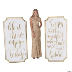 White & Gold Inspirational Saying Sign Cardboard Stand-Ups - 2 Pc.