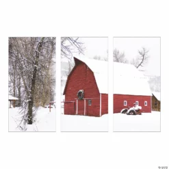 Winter Red Barn Backdrop - 3 Pc. -DIY Photo Booth Shop winter red barn backdrop 3 pc 13780708 a01