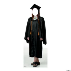 Women's Black Cap & Gown Graduate Cardboard Stand-In Stand-Up